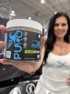 Model holding Puro-Energy product